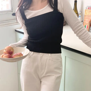 Cashmere Wool Knit Bustier Sleeveless Knit Vest