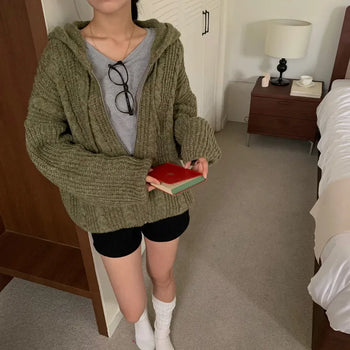 [Cozy/Guaranteed Fit!] Cable Knit Oversized Zip-Up Hoodie (7 colors)