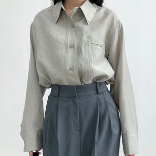Tencel Satin Blouse High-Neck Two-Way Wedding Guest Look