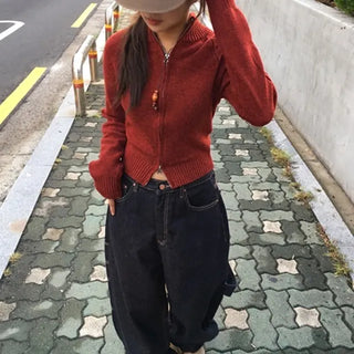 Two-way Double Knit Zip-up