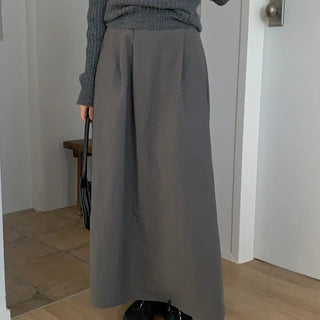 Solid Nylon Long Skirt