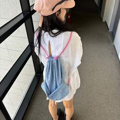 Pink Ribbon Star Denim Backpack