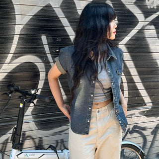 Easy Button Washed Pocket Denim Shirt