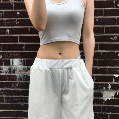 Ribbed halterneck crop tank top (4 colors)