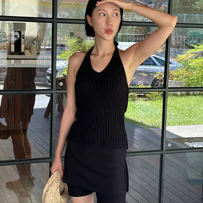 T-VANA halterneck knit sleeveless top