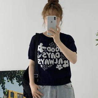 Flower Round Short Sleeve Knit