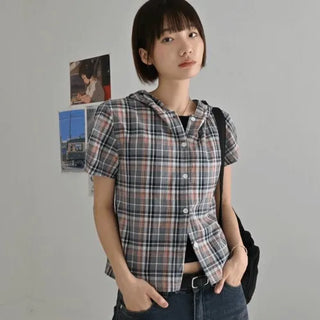 Kaze puff plaid shirt