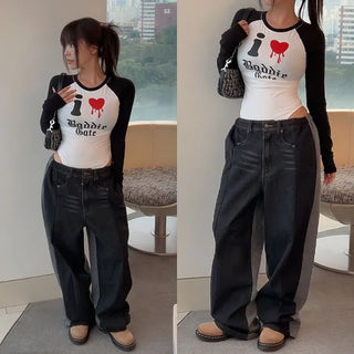 Ets Half-and-Half Denim Wide Pants