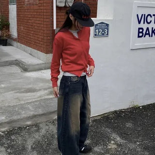 Moonz Saiba Balloon Cut Wide Denim Pants / S - L