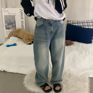 [Fit Guaranteed] Grayish Light Blue Denim Wide Long Pants