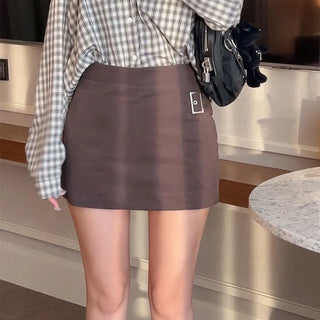 Cleat buckle midriff skirt-pants
