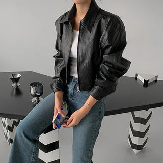 Barbour cropped leather jacket