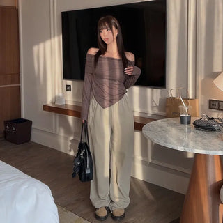 9-mile cut elastic band wide pants