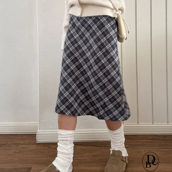 Mori Check Midi Skirt