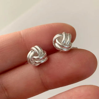 Twisted Double Knot Silver Earrings