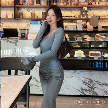 [MADE: In-house Production] Long-sleeved Square Mermaid Long Dress