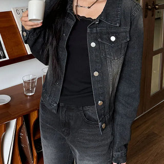 Double Washed Black Denim Jacket