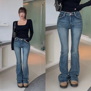 Beckils Semi-High Washed Bootcut Pants