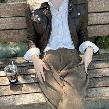 Bri Pocket Leather Jacket Unique Leather JK