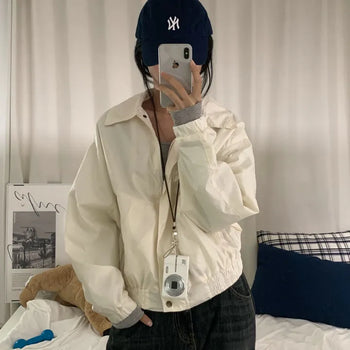 [Loose Fit/Transitional Season Item] Cracked Leather Windbreaker Jacket (3 colors)