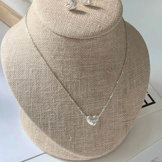 Cubic Volume Heart Pendant Silver Necklace