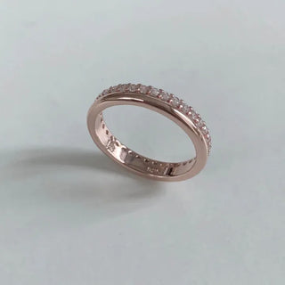 Cubic Zirconia Plain Double-Strand Mixed Layered Silver Ring