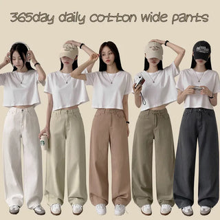 365-Day Must-Have, Daily High-Waisted Straight Wide Cotton Pants