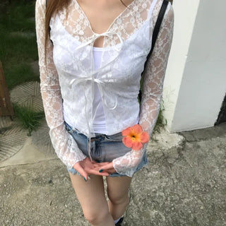 Lace See-through Cardigan (2 colors)