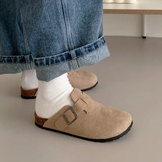 ◈Up to 275Boston Mule Slippers Couple Unisex Loafers Autumn Winter Suede Buckle Clog