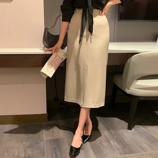 Yuzun H-line Front Slit Long Skirt