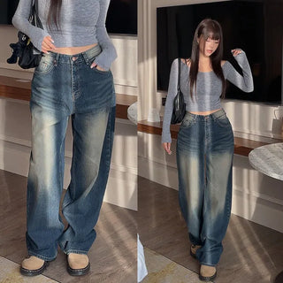 Bellis Ribbed Washed Semi-High Wide Pants