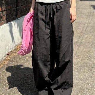 Elastic Waist Wide Backsnap Pants