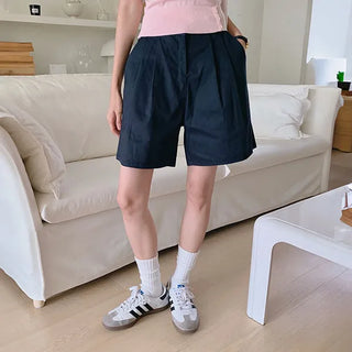 Two Pintuck Transitional Wide Half Pants Shorts Cotton Pants