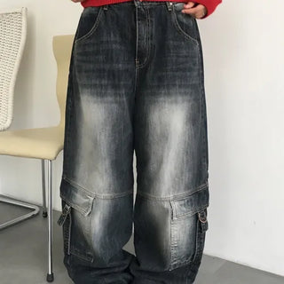 Cut-out Cargo Back Elastic Denim