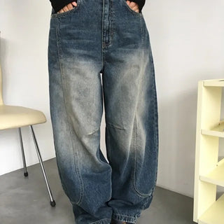 Curved Cut Washed Denim