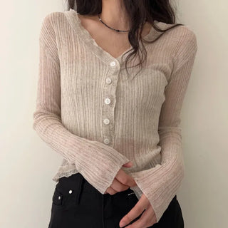 lace soft linen cardigan