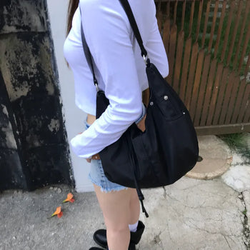 Nylon Round Shoulder Bag (2 colors)