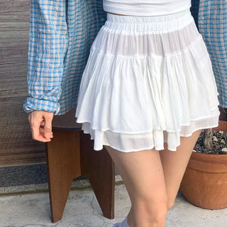 Mini Elastic Tiered Skort-Pants Skirt