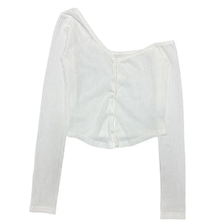 One-off Shoulder T-shirt | One-shoulder cardigan top