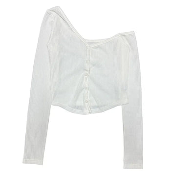 One-off Shoulder T-shirt | One-shoulder cardigan top