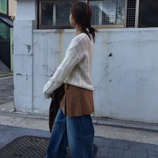 Suede Button Wrap Skirt