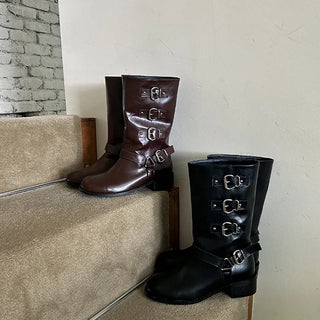Over leather belt boots