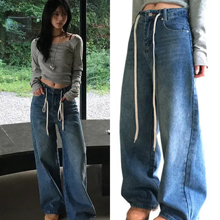 Strapped Wide Denim Pants