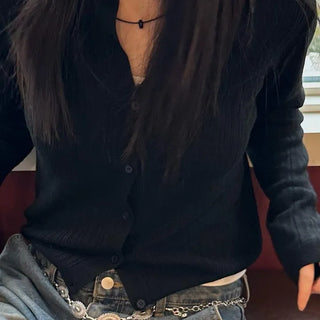 Slim ribbed knit cardigan