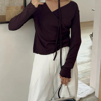Lesta Wrap Button Tee - Scarf Set