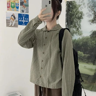 Regen Wrinkle Check Collar Shirt