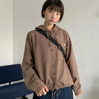 American check hoodie