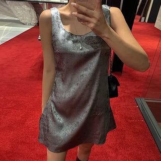 Silver pearl flare dress