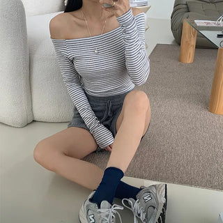 Striped Off-Shoulder T-shirt