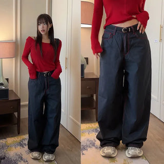 Ottby Stitch Semi-High Wide Pants
